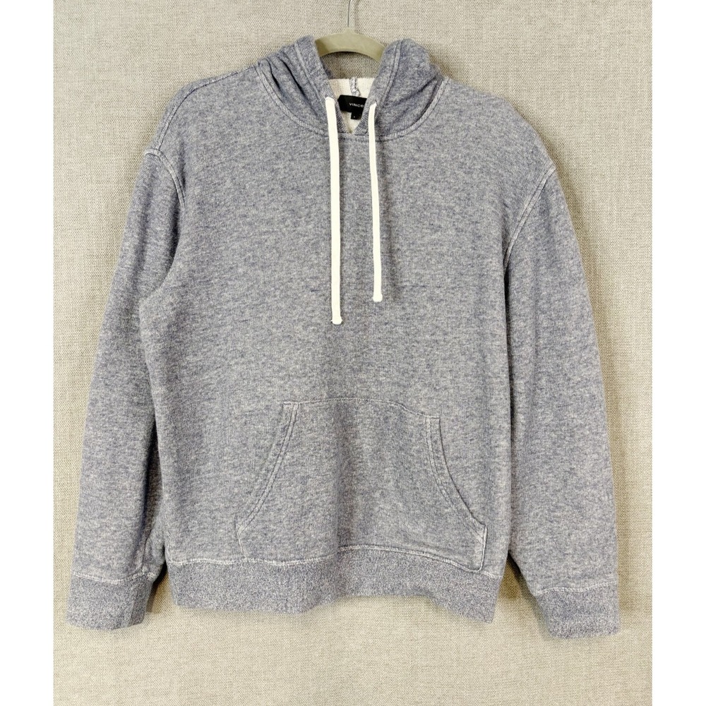Vince Sweater Women Large Blue White Space Dye Hoodie Heavyweight Beachy Coastal